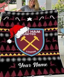 West Ham United Personalized EPL Christmas Fleece Blanket