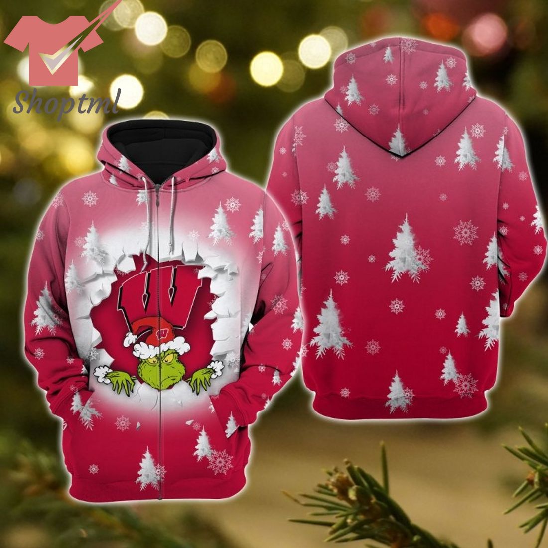 Wisconsin Badgers Grinch Christmas Sweatshirt Hoodie