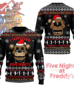 5NAF Let’s Eat I Survived Five Night’s Santa Hat Ugly Christmas Sweater
