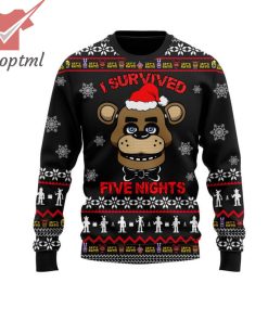 5NAF Let’s Eat I Survived Five Night’s Santa Hat Ugly Christmas Sweater