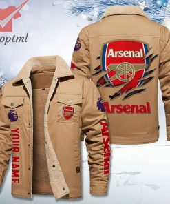 Arsenal FC Fleece Leather Jacket