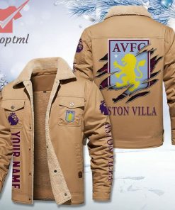 Aston Villa FC Fleece Leather Jacket