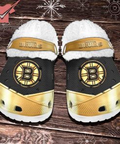 Boston Bruins NHL Fleece Crocs Clogs Shoes