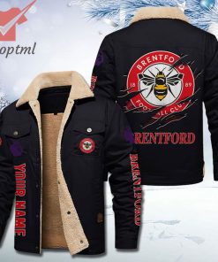 Brentford FC Fleece Leather Jacket