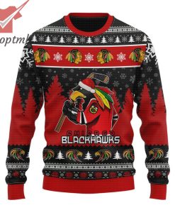 Chicago Blackhawks Tommy Hawk Mascot Ugly Christmas Sweater
