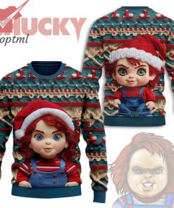 Chucky Santa Hat Cute Woolen Ugly Christmas Sweater