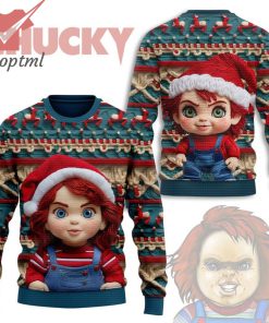 Chucky Santa Hat Woolen Ugly Christmas Sweater