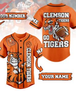 Clemson Tigers Go Tigers Orange Custom Name Number Baseball Jersey
