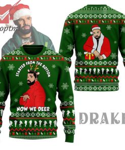 Drake Started From The Bottom Santa Ugly Christmas Sweater