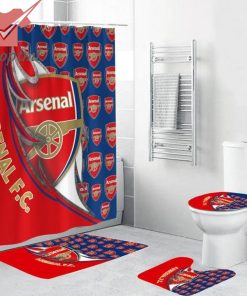 EPL Arsenal Shower Curtain Set Rug Toilet