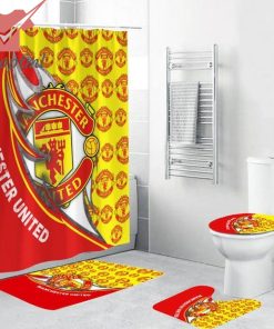 EPL Manchester United Shower Curtain Set Rug Toilet