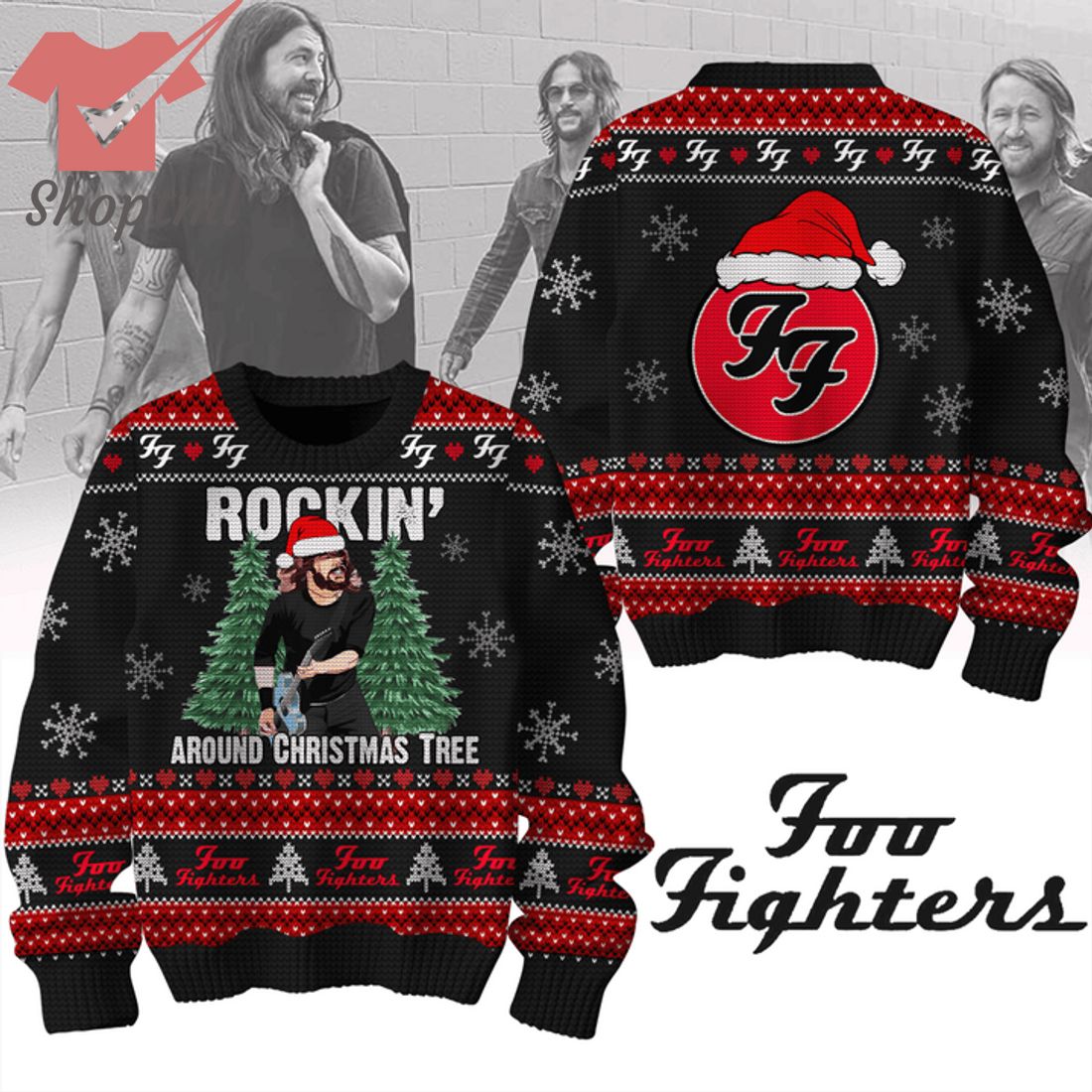 Foo Fighters Rockin' Around Christmas Tree Ugly Christmas Sweater
