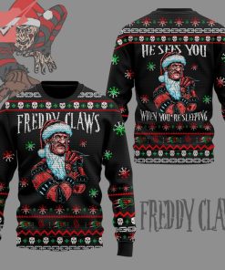 Freddy Krueger Santa Hat Claws Ugly Christmas Sweater