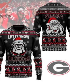 Georgia Bulldogs Santa Hat Let’s Go Let It  Snow Ugly Christmas Sweater
