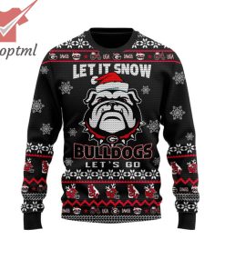 Georgia Bulldogs Santa Hat Let’s Go Let It  Snow Ugly Christmas Sweater