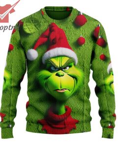 Grinch Face Mad Santa Hat Green Ugly Christmas Sweater