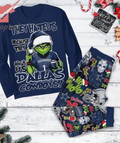 Grinch They Hate Us Beacuse They Ain’t Us Dallas Cowboys Christmas Pajamas Set