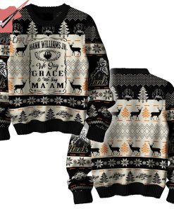 Hank Williams Jr. We Say Grace And We Say Ma’am Ugly Christmas Sweater
