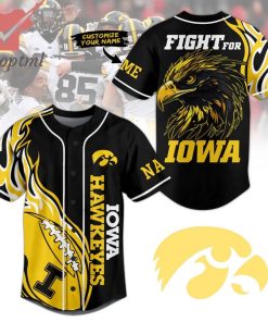 Iowa Hawkeyes Herky the Hawk Mascot Fight For Iowa Custom Name Baseball Jersey