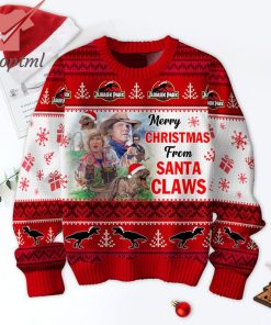 Jurassic Park Merry Xmas From Santa Claws Ugly Christmas Sweater