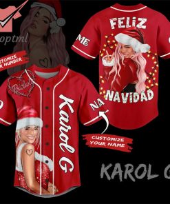 Karol G Feliz Navidad Custom Name Number Baseball Jersey