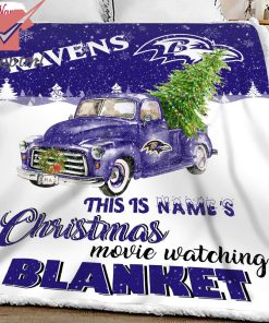 NFL Baltimore Ravens Custom Name Christmas movie watching quilt blanket