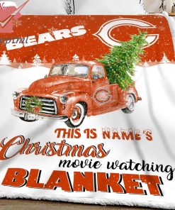 NFL Chicago Bears Custom Name Christmas movie watching quilt blanket