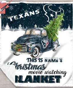 NFL Houston Texans Custom Name Christmas movie watching quilt blanket