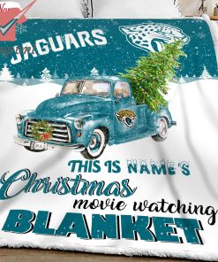 NFL Jacksonville Jaguars Custom Name Christmas movie watching quilt blanket