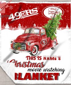 NFL San Francisco 49ers Custom Name Christmas movie watching quilt blanket