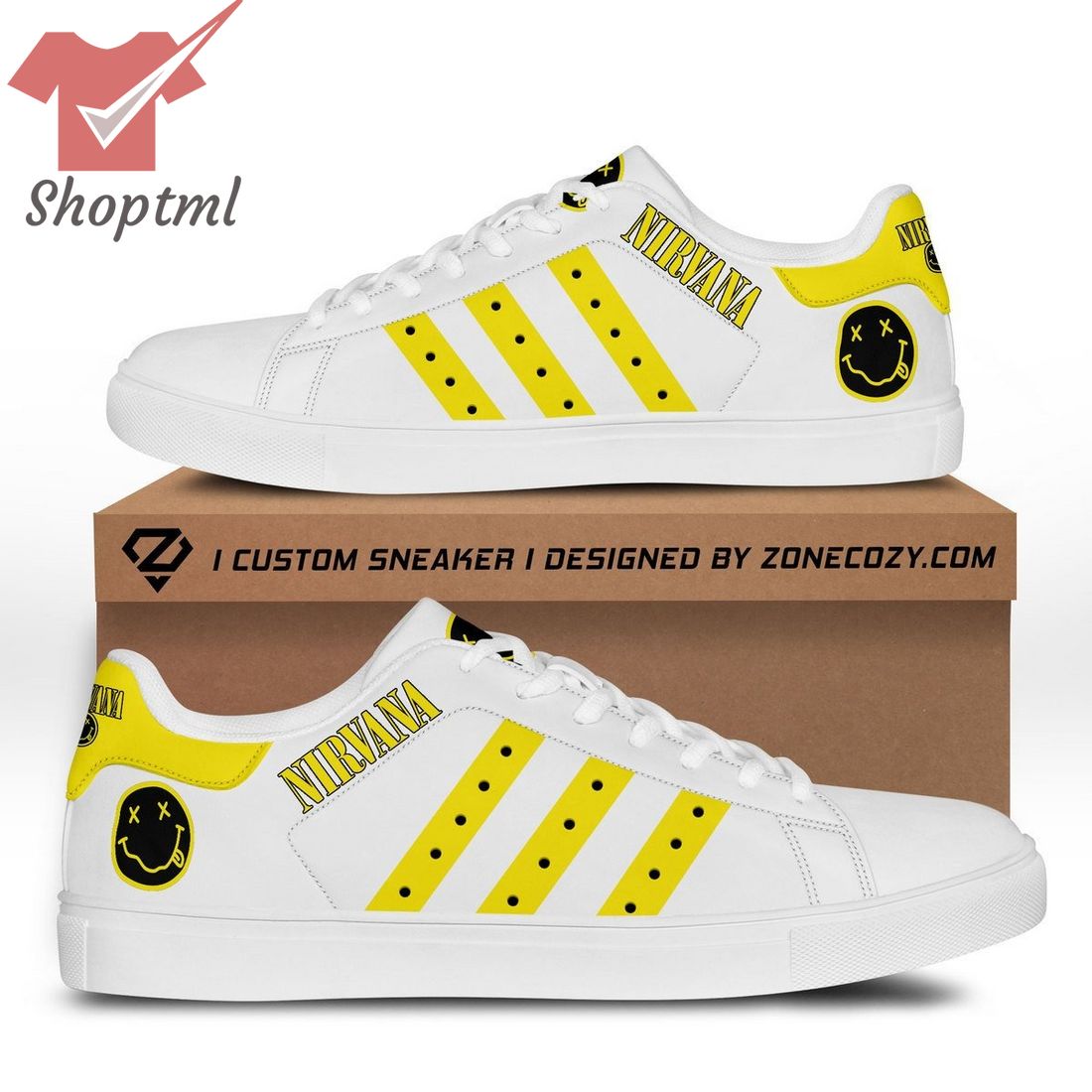 Nirvana rock band yellow ver 1 stan smith adidas shoes