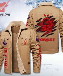 Nottingham Forest FC Fleece Leather Jacket