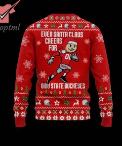 Ohio State Buckeyes Even Santa Claus Cheers Ugly Christmas Sweater