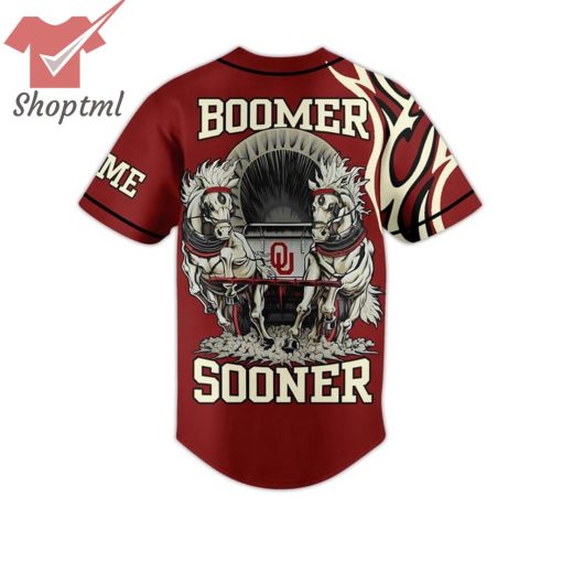 Oklahoma Sooners Boomer Sonner Custom Name Baseball Jersey