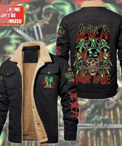 Slayer Band Custom Name Fleece Leather Jacket