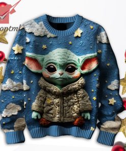 star wars baby yoda wool ugly christmas sweater 2 ljVHZ