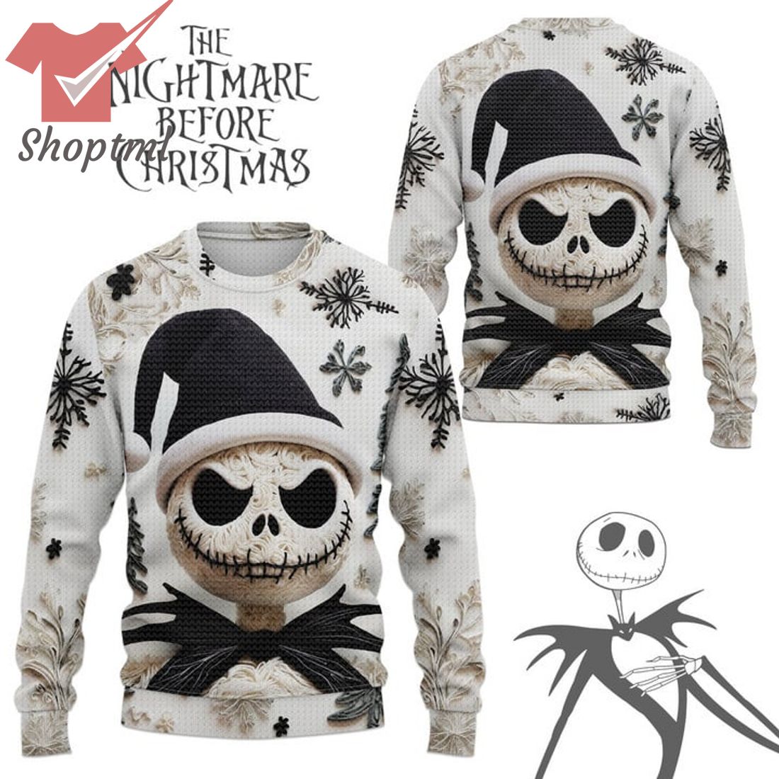 The Nightmare Before Christmas Jack Skellington Black Hat Santa Ugly Christmas Sweater