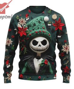 The Nightmare Before Christmas Jack Skellington Green Hat Santa Ugly Christmas Sweater