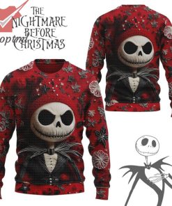 The Nightmare Before Christmas Jack Skellington Woolen Red Ugly Christmas Sweater