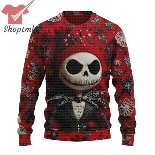 The Nightmare Before Christmas Jack Skellington Woolen Red Ugly Christmas Sweater
