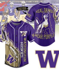 Washington Huskies Real Dawgs Wear Purples Custom Name Baseball Jersey