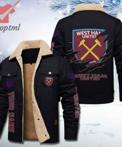 West Ham United FC Fleece Leather Jacket
