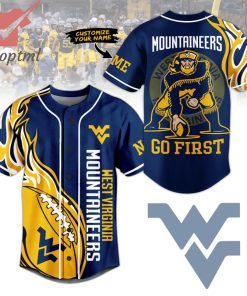 West Virginia Mountaineers Go Firts Custom Name Baseball Jersey