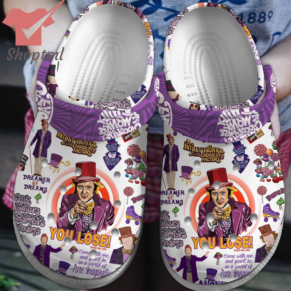 Willy Wonka & the chocolate factory crocs clog shoes