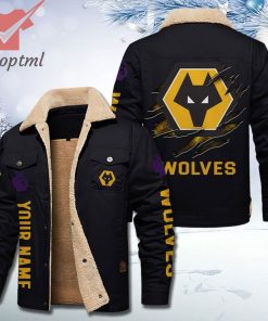 Wolverhampton Wanderers FC Fleece Leather Jacket