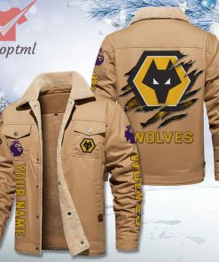 Wolverhampton Wanderers FC Fleece Leather Jacket