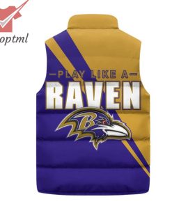baltimore ravens play like a raven custom name puffer sleeveless jacket 3 sj9G1