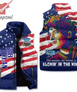 Bob Dylan Blowin’ In The Wind American Flag Puffer Sleeveless Jacket