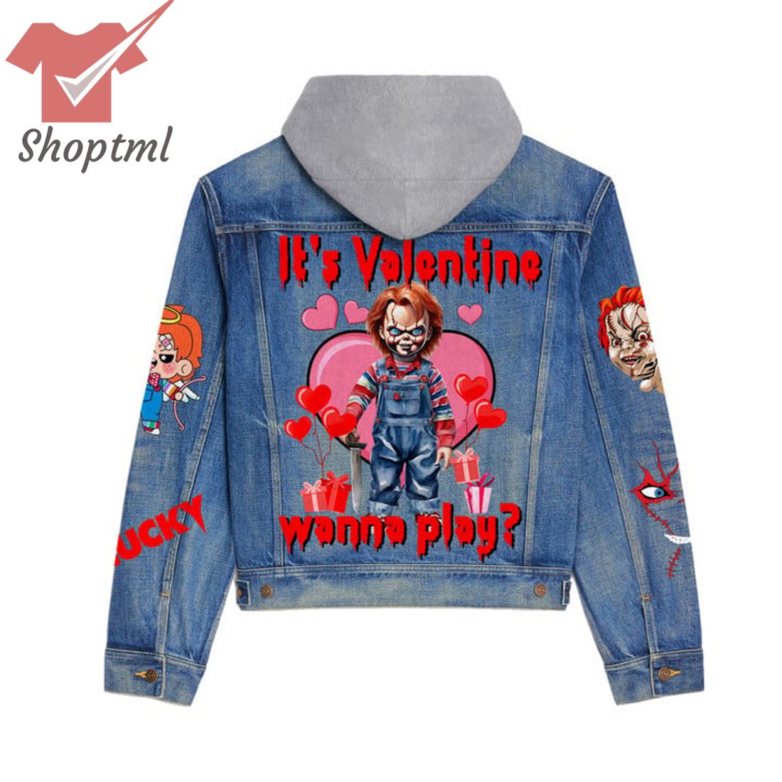 Chucky It's Valentine Wanna Play Hooded Denim Jacket