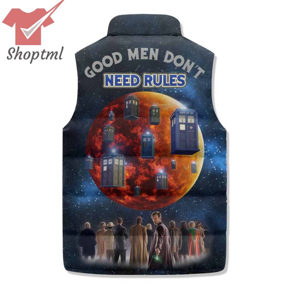 Doctor Who Good Men Don't Need Rules Puffer Sleeveless Jacket
